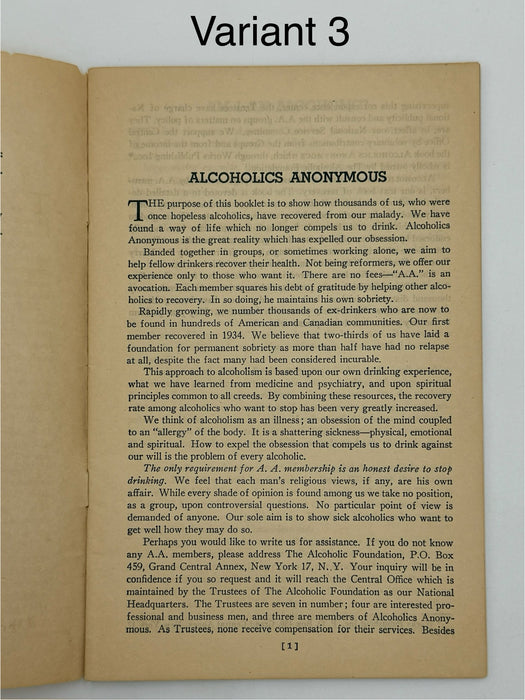 Alcoholics Anonymous 1943–1944 Early Pamphlet — Complete Set of Six Variants
