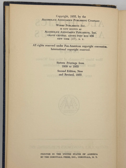 Alcoholics Anonymous Second Edition First Printing from 1955 - RDJ