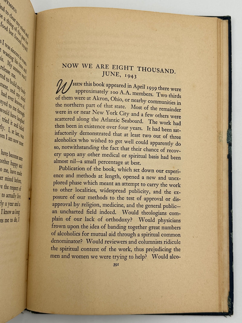 Alcoholics Anonymous First Edition 4th Printing Big Book 1943 - Blue - RDJ Recovery Collectibles
