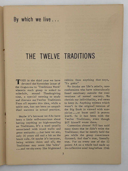 AA Grapevine from November 1951 - The Traditions Recovery Collectibles