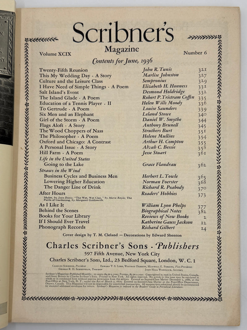 Scribner’s Magazine June 1936 - The Danger Line of Drink By Richard R. Peabody