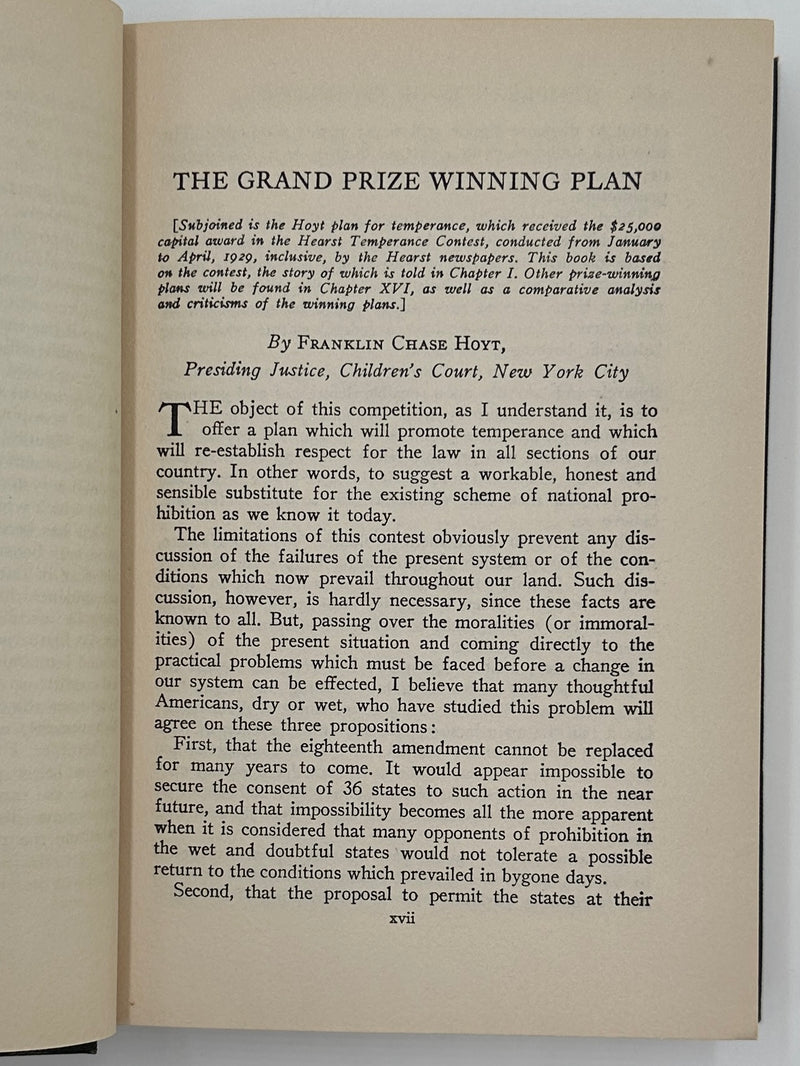 Temperance or Prohibition? - 1929