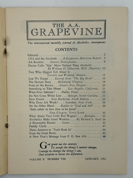 AA Grapevine from January 1954