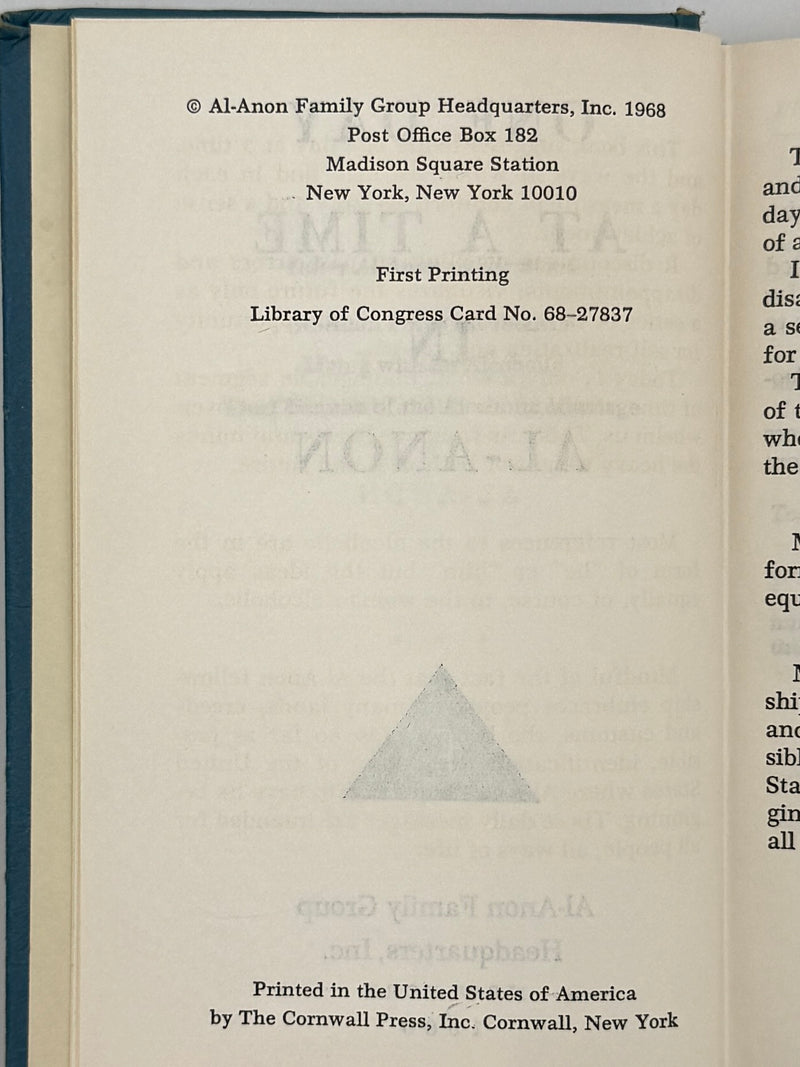 One Day At A Time In Al-Anon - First Printing from 1968