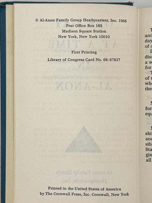 One Day At A Time In Al-Anon - First Printing from 1968