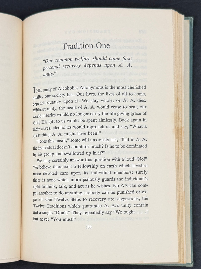 Twelve Steps and Twelve Traditions — Inscribed by Bill W. on His 29th Sobriety Anniversary