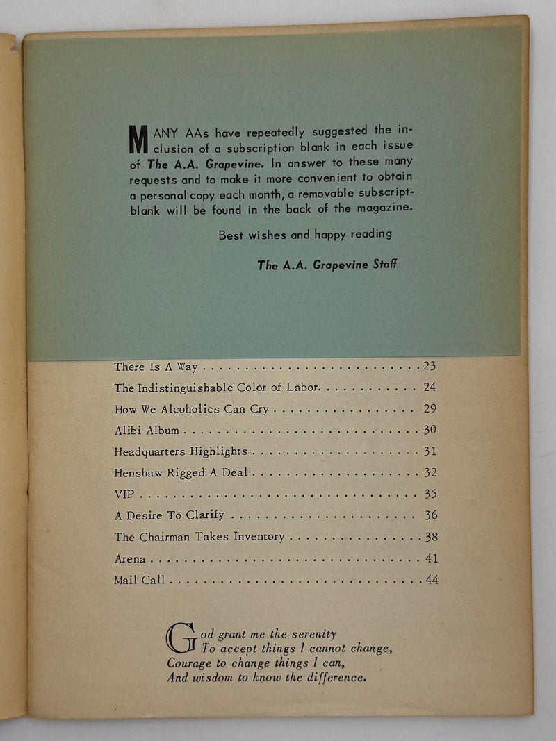 AA Grapevine from September 1950 - We Come of Age by Bill Recovery Collectibles