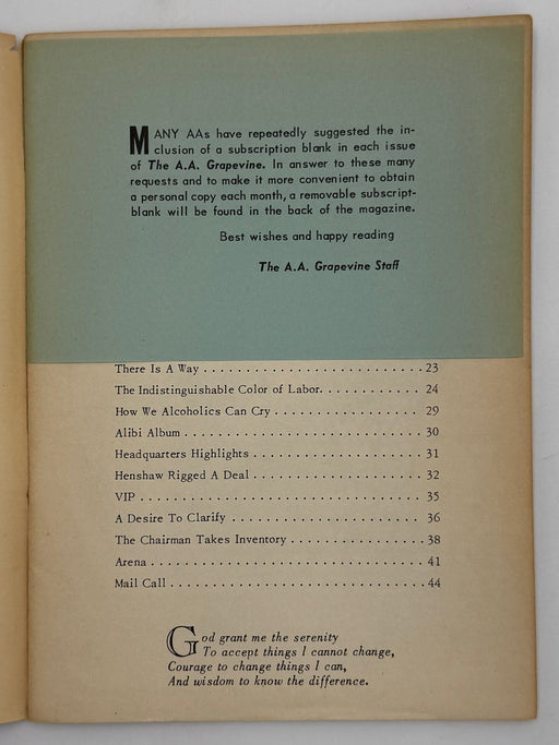 AA Grapevine from September 1950 - We Come of Age by Bill Recovery Collectibles