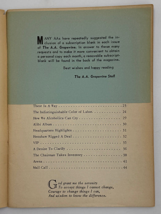 AA Grapevine from September 1950 - We Come of Age by Bill Recovery Collectibles