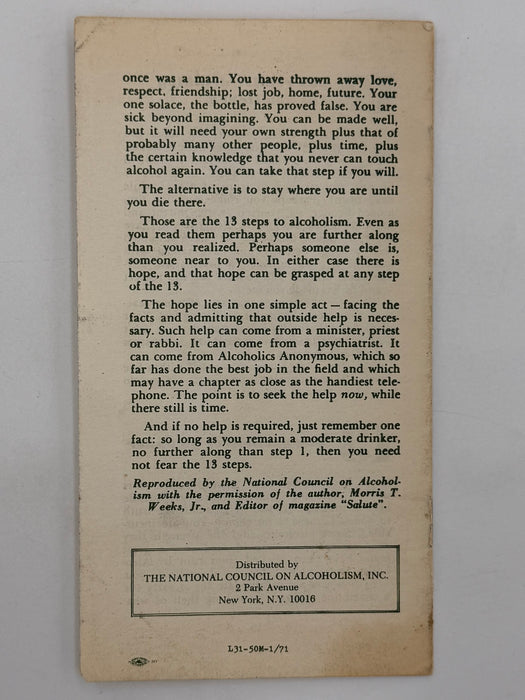 13 Steps To Alcoholism - Which Step Are You On? - NCA Pamphlet