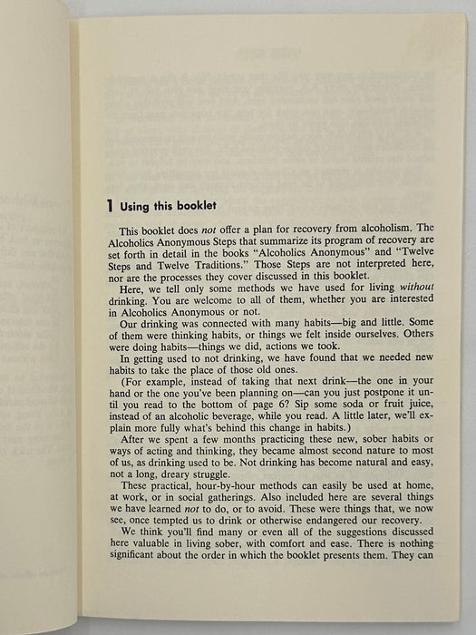 Living Sober - First Printing from 1975