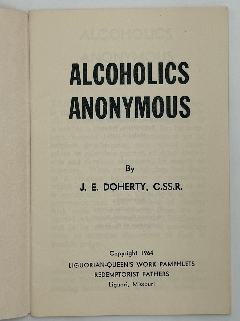 Alcoholics Anonymous by J.E. Doherty - 1964