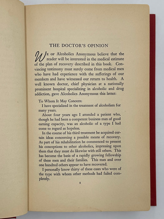 Alcoholics Anonymous First Edition First Printing from 1939 - RDJ