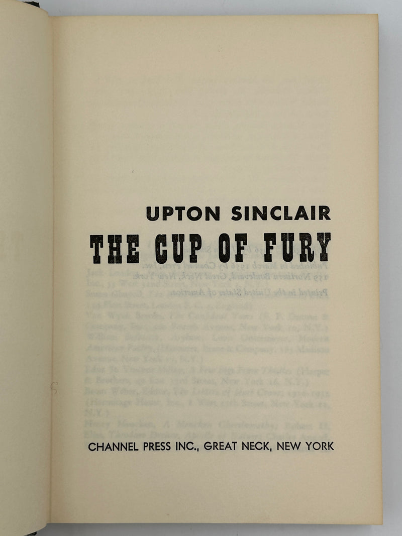 The Cup of Fury by Upton Sinclair Recovery Collectibles