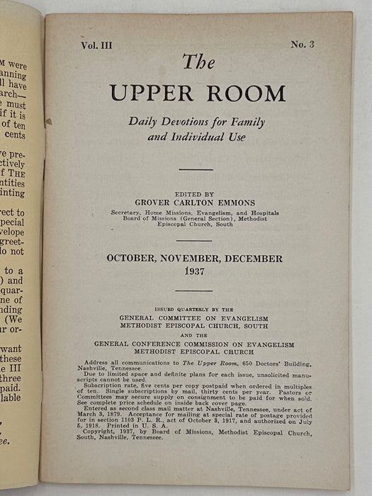 The Upper Room - October - December 1937