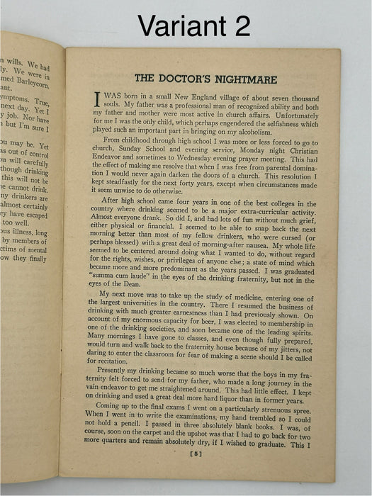 Alcoholics Anonymous 1943–1944 Early Pamphlet — Complete Set of Six Variants