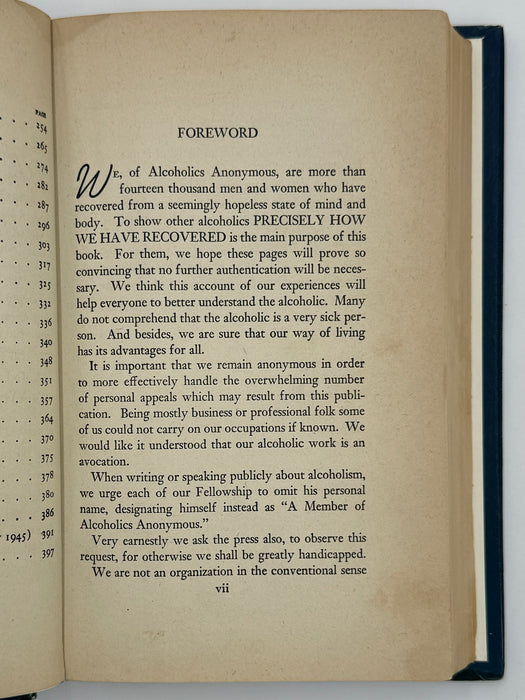Alcoholics Anonymous Extremely RARE First Edition 7th Printing Big Book from 1945 - RDJ