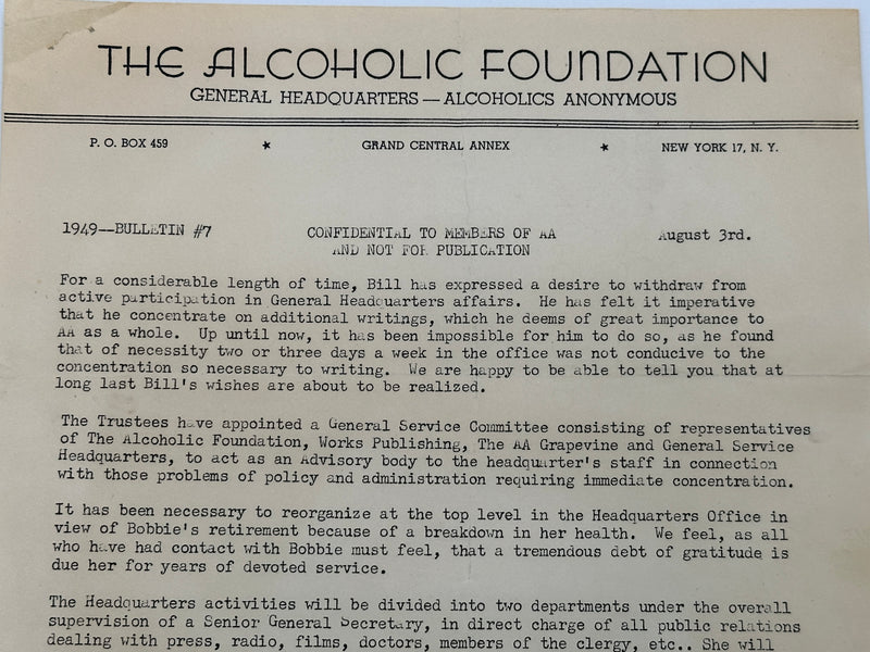 The Alcoholic Foundation Bulletin #7 from 1949 Recovery Collectibles