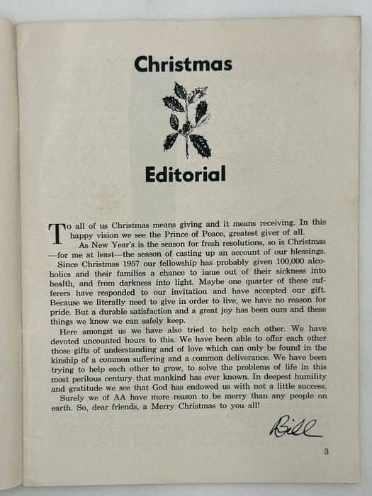 AA Grapevine December 1958 - Christmas Editorial by Bill