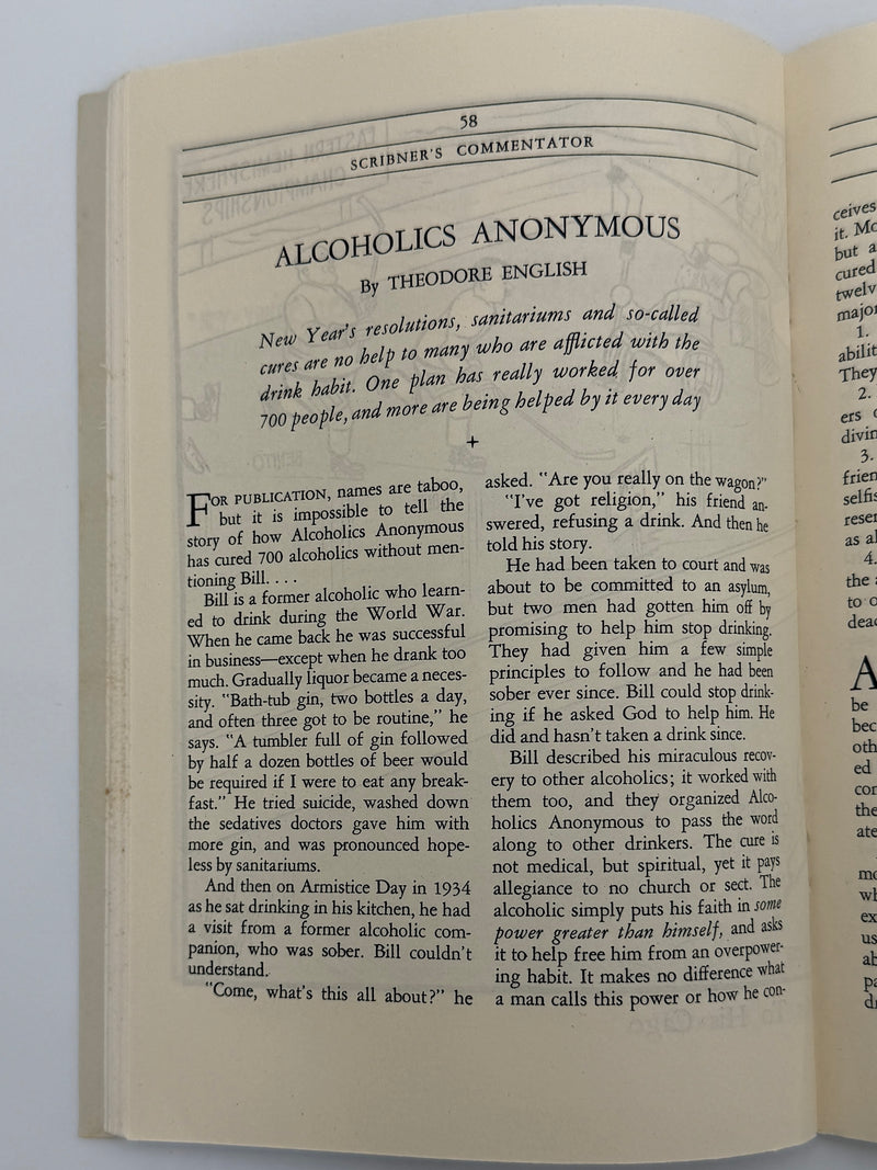 Scribner’s Commentator January 1941 - Featuring “Alcoholics Anonymous” by Theodore English