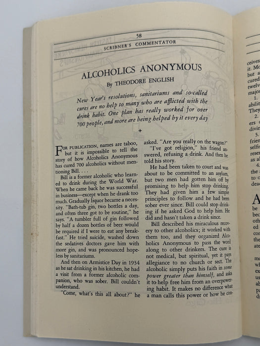 Scribner’s Commentator January 1941 - Featuring “Alcoholics Anonymous” by Theodore English