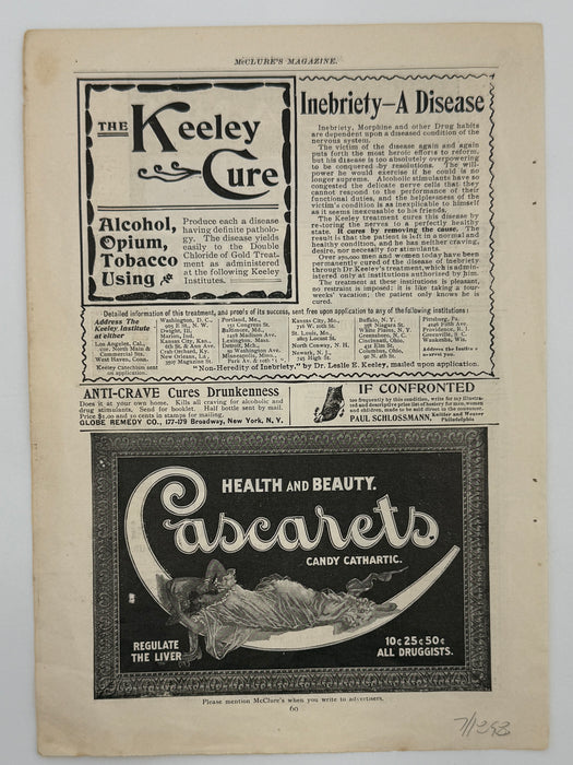 1898 Keeley Cure Advertisement — McClure’s Magazine