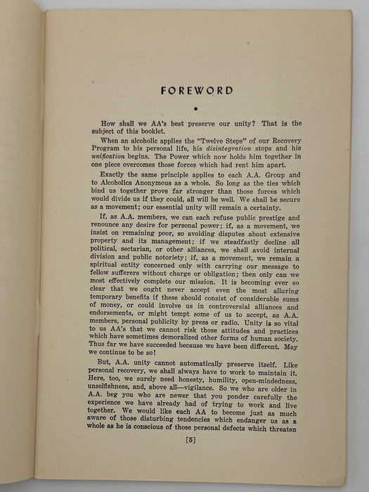 A.A. Tradition “Our experience has taught us…” - 1947 Early AA Traditions Pamphlet