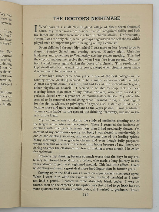 Alcoholics Anonymous 1943 Big Book Promotional Pamphlet