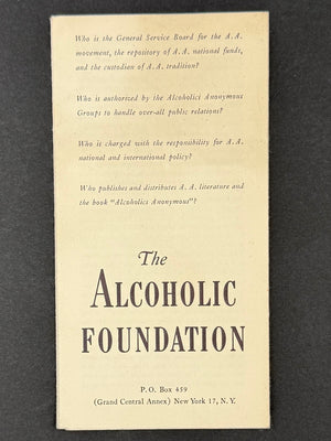 The Alcoholic Foundation — circa 1950 | Early A.A. Service Pamphlet