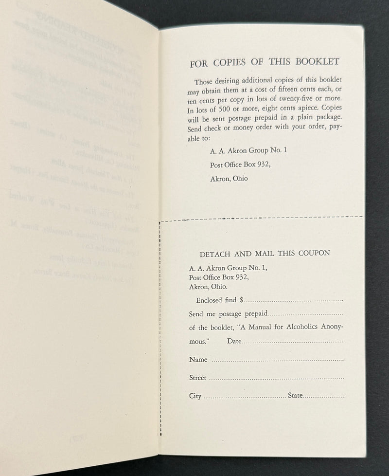 A Manual for Alcoholics Anonymous | Third Edition — Akron Group No. 1 “King School Group”