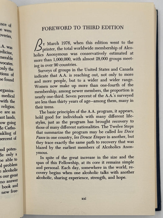 1976 Alcoholics Anonymous Big Book – Third Edition, First Printing – (ODJ)