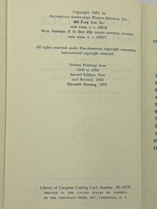 Alcoholics Anonymous Second Edition Big Book 11th Printing with ODJ