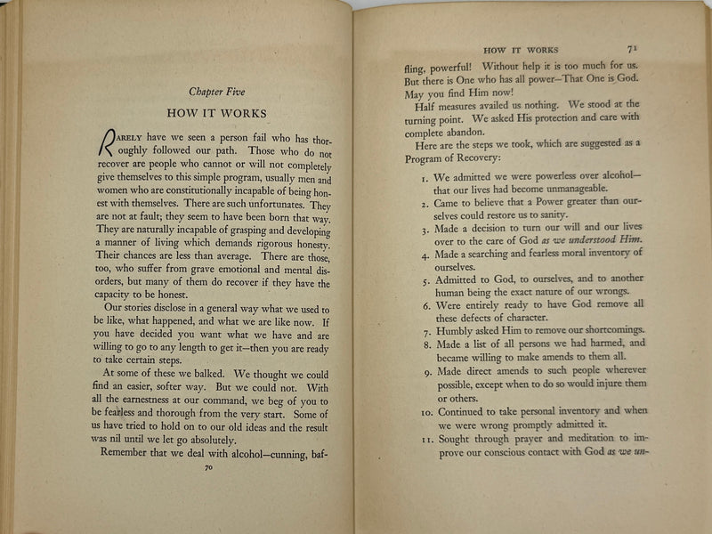 Alcoholics Anonymous First Edition — 7th Printing, January 1945 | Exceptionally Rare Wartime Big Book