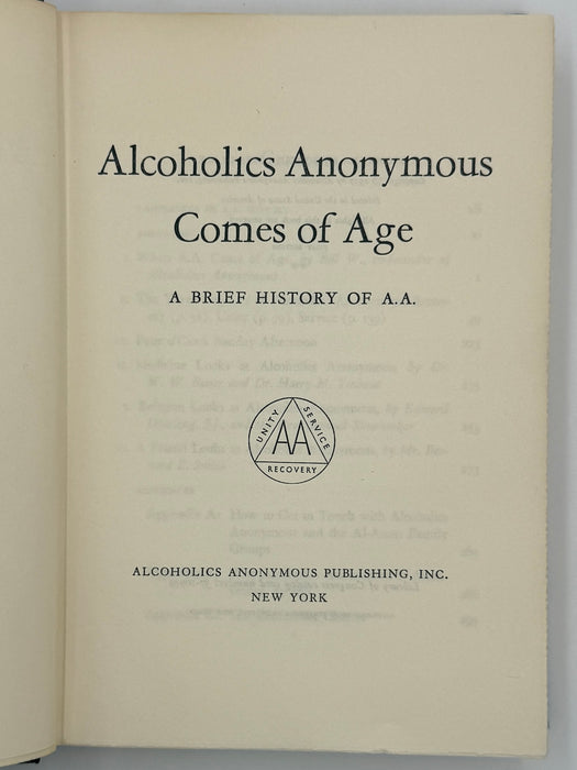 Signed by Bill Wilson - Alcoholics Anonymous Comes Of Age - First Printing from 1957