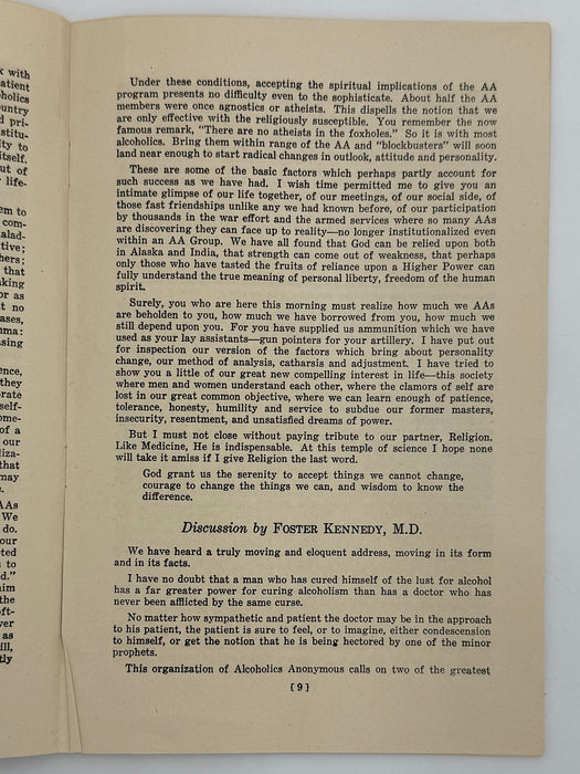 Medicine Looks at Alcoholics Anonymous - AA Pamphlet from 1946