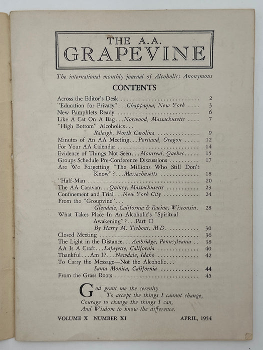 AA Grapevine from April 1954