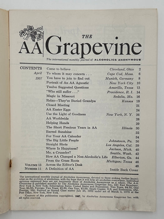 AA Grapevine from April 1957