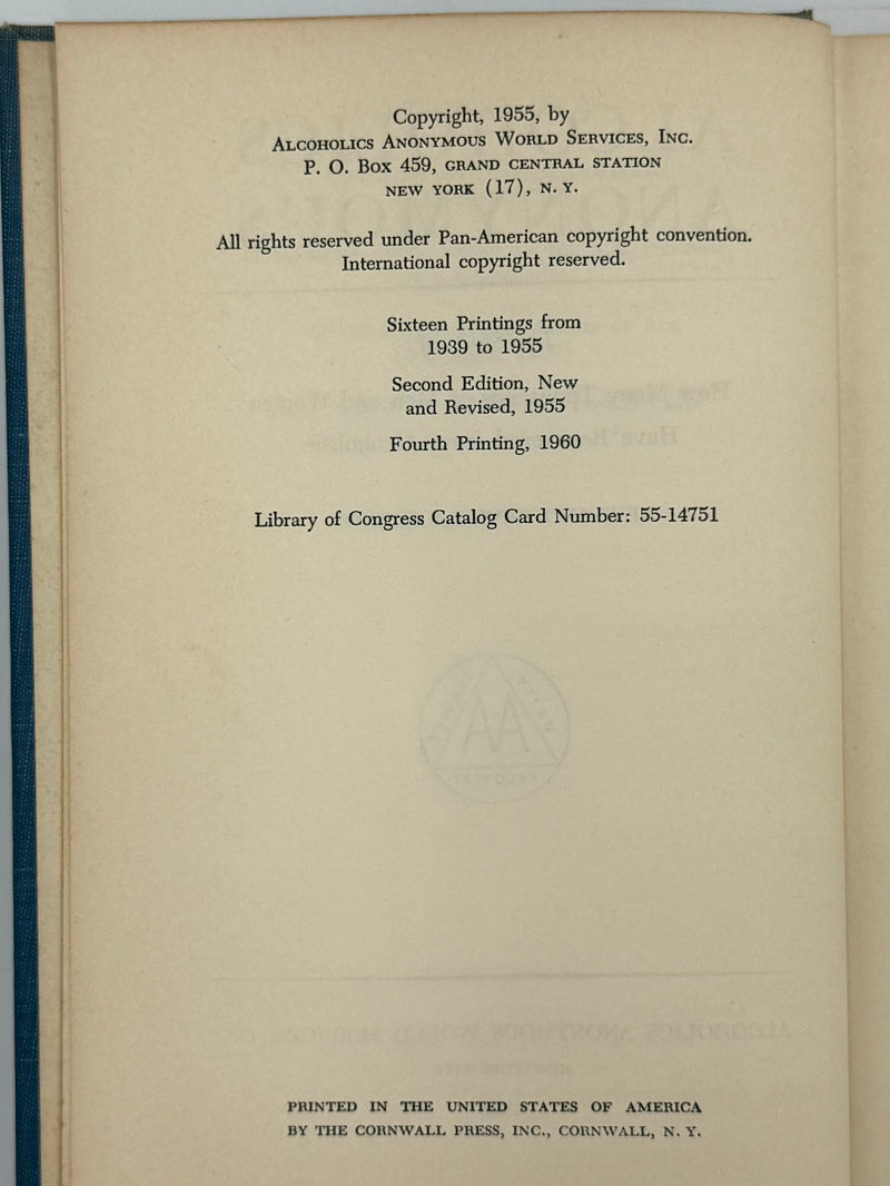 Alcoholics Anonymous Second Edition 4th Printing from 1960 - ODJ