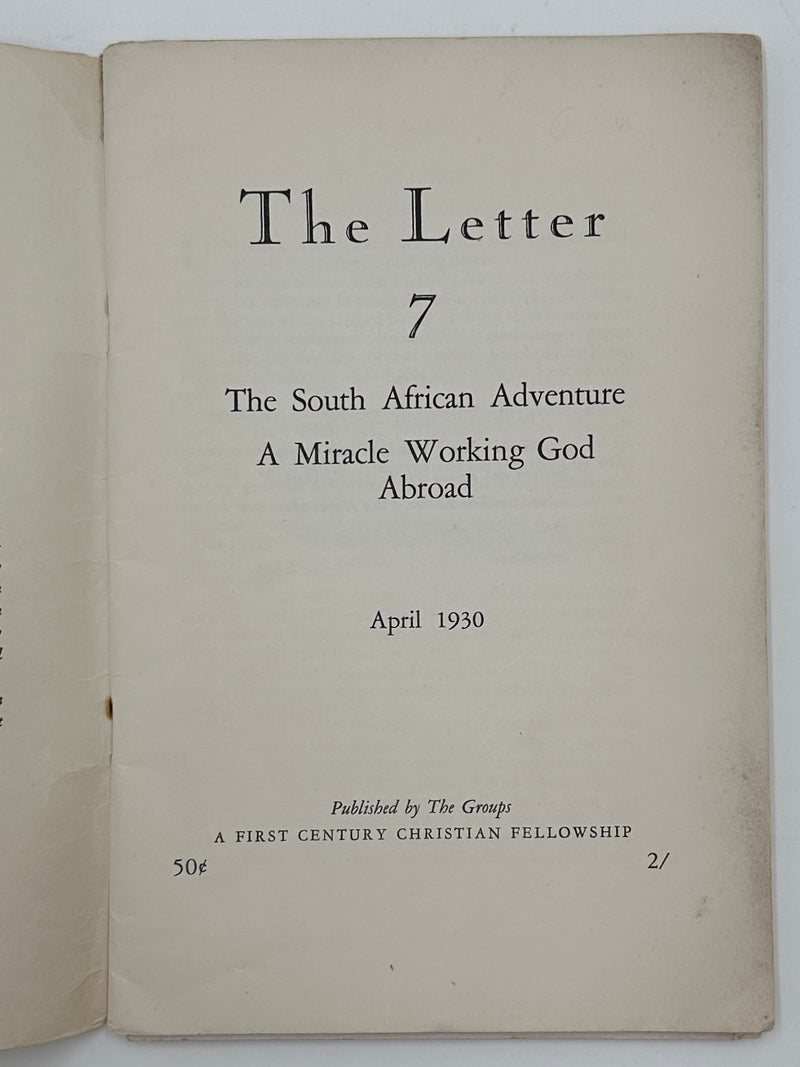 The Letter 7 (April 1930) — “The South African Adventure” | Early Oxford Group