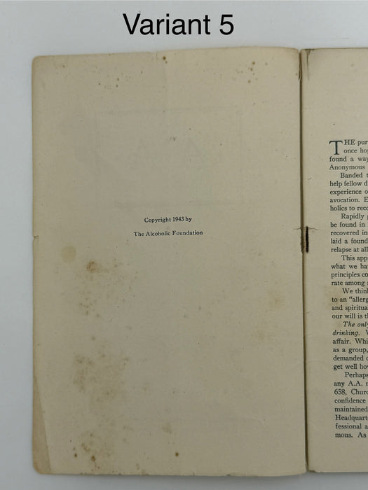 Alcoholics Anonymous 1943–1944 Early Pamphlet — Complete Set of Six Variants