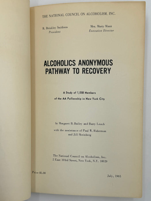Alcoholics Anonymous Pathway to Recovery - NCA - 1965 Recovery Collectibles