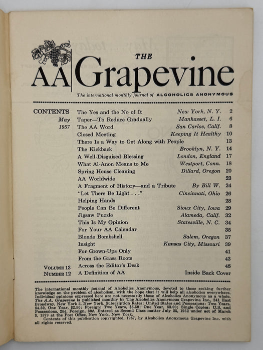AA Grapevine from May 1957
