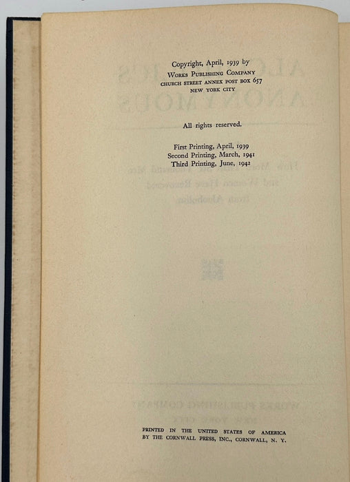 Alcoholics Anonymous — First Edition, Third Printing (June 1942) - Navy Blue Cloth Variant With Original Dust Jacket
