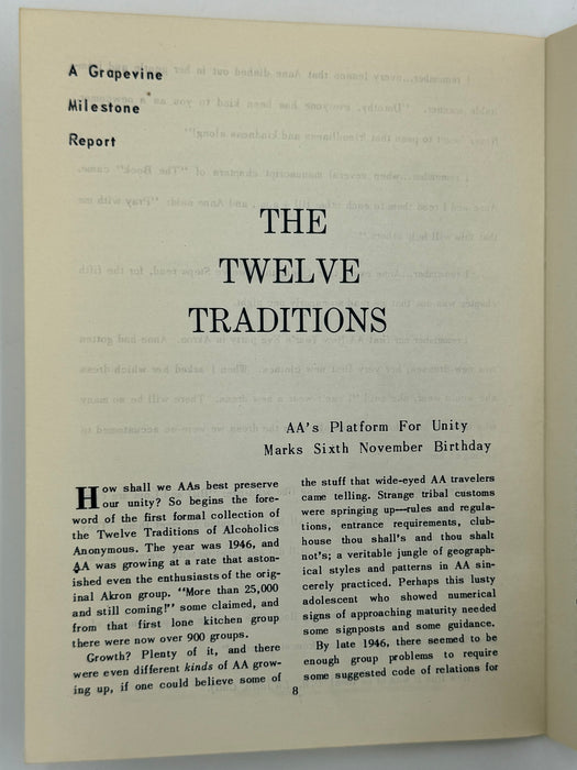 AA Grapevine from November 1952 - Tradition Seven