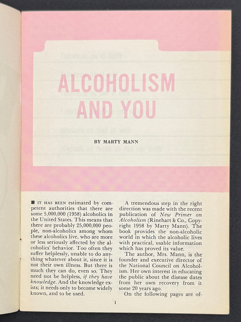 How to Know an Alcoholic — Marty Mann — Based on New Primer on Alcoholism | 1958
