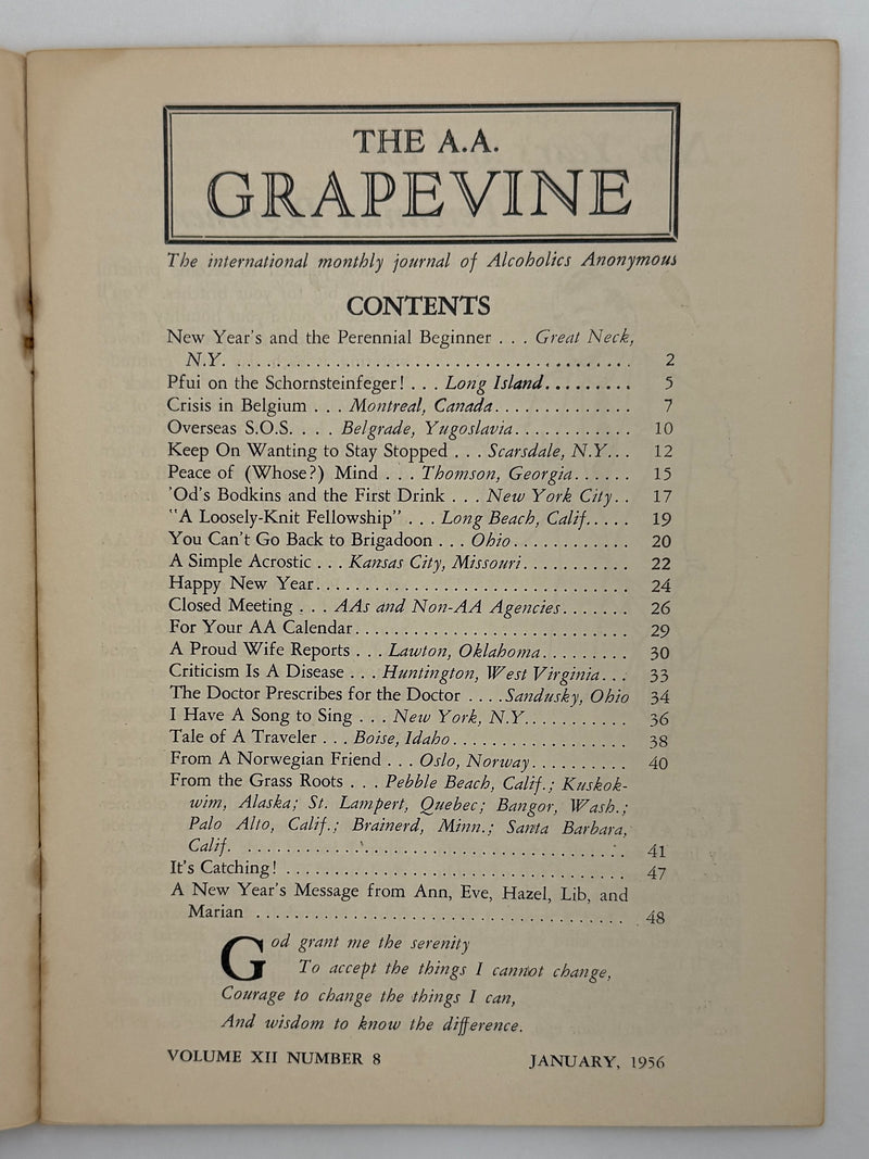 AA Grapevine from January 1956