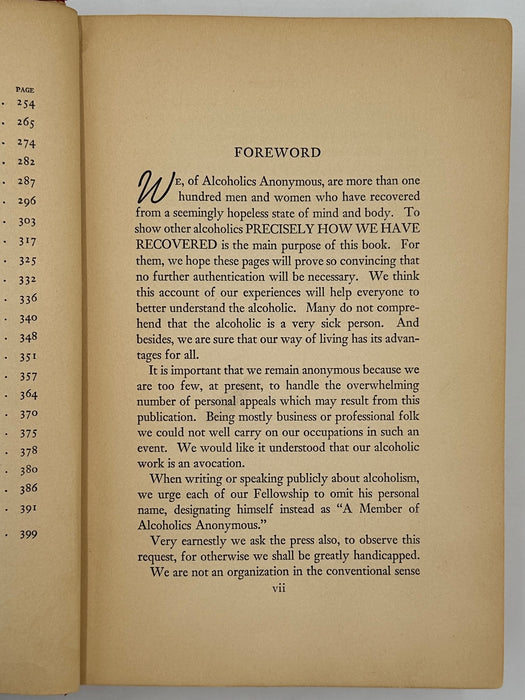 Alcoholics Anonymous First Edition First Printing from 1939