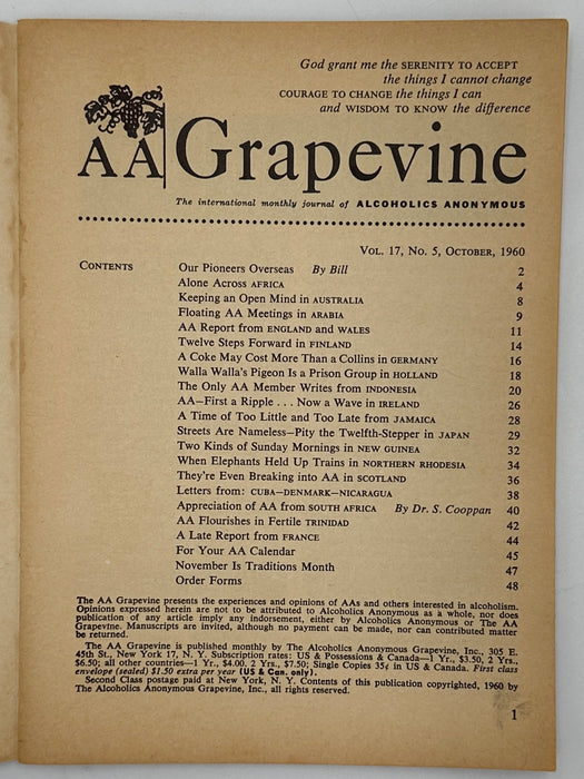 AA Grapevine from October 1960 - International Issue