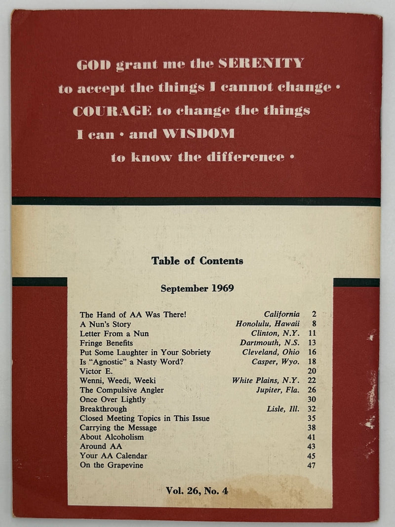 AA Grapevine from September 1969 - A Nun’s Story
