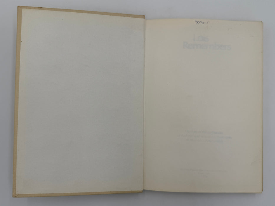 Lois Remembers - First Printing from 1979 - ODJ